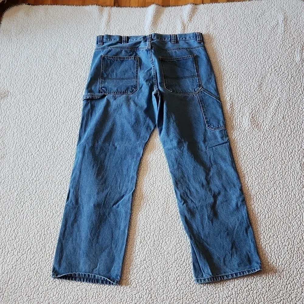 Blue Mountain high rise wide leg distressed medium blue acid washed jeans